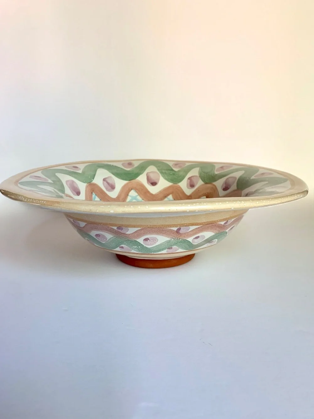 MacKenzie-Childs Hand-Painted Floral Serving Bowl 12” Made in Italy